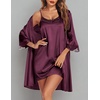 image:imageEkouaer Sleepwear Womens Satin Nightgown with Robes Set 2 PiecePlum Red