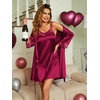 image:imageEkouaer Sleepwear Womens Satin Nightgown with Robes Set 2 PieceWine Red