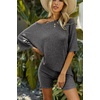 image:imageEkouaer Women 2 Piece Lounge Sets Ribbed Knit Oversized Shirt Biker ShortsBlack Grey