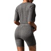 image:imageEkouaer Women 2 Piece Lounge Sets Ribbed Knit Oversized Shirt Biker ShortsBlack Grey