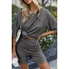 image:imageEkouaer Women 2 Piece Lounge Sets Ribbed Knit Oversized Shirt Biker ShortsBlack Grey