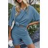 image:imageEkouaer Women 2 Piece Lounge Sets Ribbed Knit Oversized Shirt Biker ShortsBlue