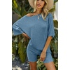 image:imageEkouaer Women 2 Piece Lounge Sets Ribbed Knit Oversized Shirt Biker ShortsBlue