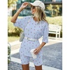 image:imageEkouaer Women 2 Piece Lounge Sets Ribbed Knit Oversized Shirt Biker ShortsBlue Cherry