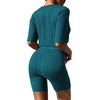 image:imageEkouaer Women 2 Piece Lounge Sets Ribbed Knit Oversized Shirt Biker ShortsBlue and Green