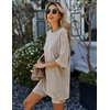 image:imageEkouaer Women 2 Piece Lounge Sets Ribbed Knit Oversized Shirt Biker ShortsCamel