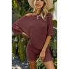 image:imageEkouaer Women 2 Piece Lounge Sets Ribbed Knit Oversized Shirt Biker ShortsCaramel