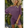 image:imageEkouaer Women 2 Piece Lounge Sets Ribbed Knit Oversized Shirt Biker ShortsDark Purple