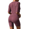 image:imageEkouaer Women 2 Piece Lounge Sets Ribbed Knit Oversized Shirt Biker ShortsDark Red