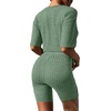 image:imageEkouaer Women 2 Piece Lounge Sets Ribbed Knit Oversized Shirt Biker ShortsDeep Army Green