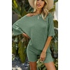image:imageEkouaer Women 2 Piece Lounge Sets Ribbed Knit Oversized Shirt Biker ShortsDeep Army Green