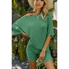 image:imageEkouaer Women 2 Piece Lounge Sets Ribbed Knit Oversized Shirt Biker ShortsGreen