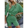 image:imageEkouaer Women 2 Piece Lounge Sets Ribbed Knit Oversized Shirt Biker ShortsGreen