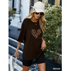 image:imageEkouaer Women 2 Piece Lounge Sets Ribbed Knit Oversized Shirt Biker ShortsLeopard Heart