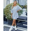 image:imageEkouaer Women 2 Piece Lounge Sets Ribbed Knit Oversized Shirt Biker ShortsLight Blue