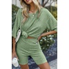 image:imageEkouaer Women 2 Piece Lounge Sets Ribbed Knit Oversized Shirt Biker ShortsLight Green