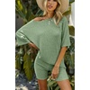 image:imageEkouaer Women 2 Piece Lounge Sets Ribbed Knit Oversized Shirt Biker ShortsLight Green