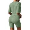 image:imageEkouaer Women 2 Piece Lounge Sets Ribbed Knit Oversized Shirt Biker ShortsLight Green