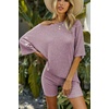 image:imageEkouaer Women 2 Piece Lounge Sets Ribbed Knit Oversized Shirt Biker ShortsLight Pink