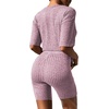 image:imageEkouaer Women 2 Piece Lounge Sets Ribbed Knit Oversized Shirt Biker ShortsLight Pink