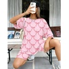 image:imageEkouaer Women 2 Piece Lounge Sets Ribbed Knit Oversized Shirt Biker ShortsPink Bow