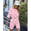 image:imageEkouaer Women 2 Piece Lounge Sets Ribbed Knit Oversized Shirt Biker ShortsPink Bow