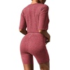 image:imageEkouaer Women 2 Piece Lounge Sets Ribbed Knit Oversized Shirt Biker ShortsRed