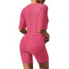 image:imageEkouaer Women 2 Piece Lounge Sets Ribbed Knit Oversized Shirt Biker ShortsRose Pink