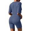 image:imageEkouaer Women 2 Piece Lounge Sets Ribbed Knit Oversized Shirt Biker ShortsRoyal Blue