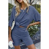 image:imageEkouaer Women 2 Piece Lounge Sets Ribbed Knit Oversized Shirt Biker ShortsRoyal Blue