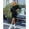 image:imageEkouaer Women 2 Piece Lounge Sets Ribbed Knit Oversized Shirt Biker ShortsTiedyeblackgreen