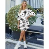 image:imageEkouaer Women 2 Piece Lounge Sets Ribbed Knit Oversized Shirt Biker ShortsTiedyeblackwhite