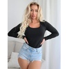 image:imageEkouaer Women Long Sleeve Shirt Scoop Neck Tops Fitted Thermal UndershirtsBlack