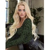 image:imageEkouaer Women Long Sleeve Shirt Scoop Neck Tops Fitted Thermal UndershirtsDark Green Leopard