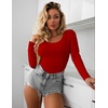 image:imageEkouaer Women Long Sleeve Shirt Scoop Neck Tops Fitted Thermal UndershirtsRed