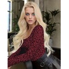 image:imageEkouaer Women Long Sleeve Shirt Scoop Neck Tops Fitted Thermal UndershirtsWine Red Leopard