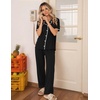 image:imageEkouaer Womens Pajamas Set Button Down Loungewear Short Sleeve Pants PjsBlack