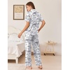 image:imageEkouaer Womens Pajamas Set Button Down Loungewear Short Sleeve Pants PjsBlack Rabbit