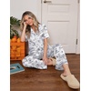 image:imageEkouaer Womens Pajamas Set Button Down Loungewear Short Sleeve Pants PjsBlack Rabbit