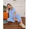 image:imageEkouaer Womens Pajamas Set Button Down Loungewear Short Sleeve Pants PjsBlue