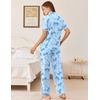image:imageEkouaer Womens Pajamas Set Button Down Loungewear Short Sleeve Pants PjsBlue Bow