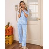 image:imageEkouaer Womens Pajamas Set Button Down Loungewear Short Sleeve Pants PjsBlue Curve