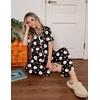 image:imageEkouaer Womens Pajamas Set Button Down Loungewear Short Sleeve Pants PjsChristmas Black Santa