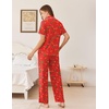 image:imageEkouaer Womens Pajamas Set Button Down Loungewear Short Sleeve Pants PjsChristmas Red Gingerbread Man