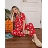 image:imageEkouaer Womens Pajamas Set Button Down Loungewear Short Sleeve Pants PjsChristmas Red Santa