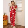 image:imageEkouaer Womens Pajamas Set Button Down Loungewear Short Sleeve Pants PjsChristmas Red Santa