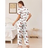 image:imageEkouaer Womens Pajamas Set Button Down Loungewear Short Sleeve Pants PjsChristmas White Santa Sleigh