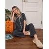 image:imageEkouaer Womens Pajamas Set Button Down Loungewear Short Sleeve Pants PjsDark Grey