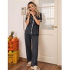 image:imageEkouaer Womens Pajamas Set Button Down Loungewear Short Sleeve Pants PjsDark Grey