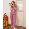 image:imageEkouaer Womens Pajamas Set Button Down Loungewear Short Sleeve Pants PjsDusty Rose